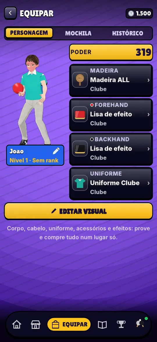 Equipar raquete e atleta